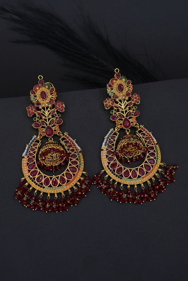 Navratan Antique Bali Earrings - RS ZEVARS