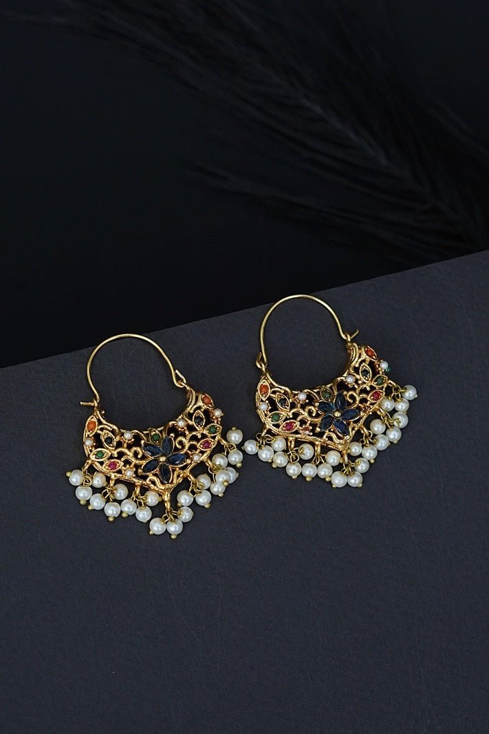 Navratan Beautiful Chand Bali - RS ZEVARS