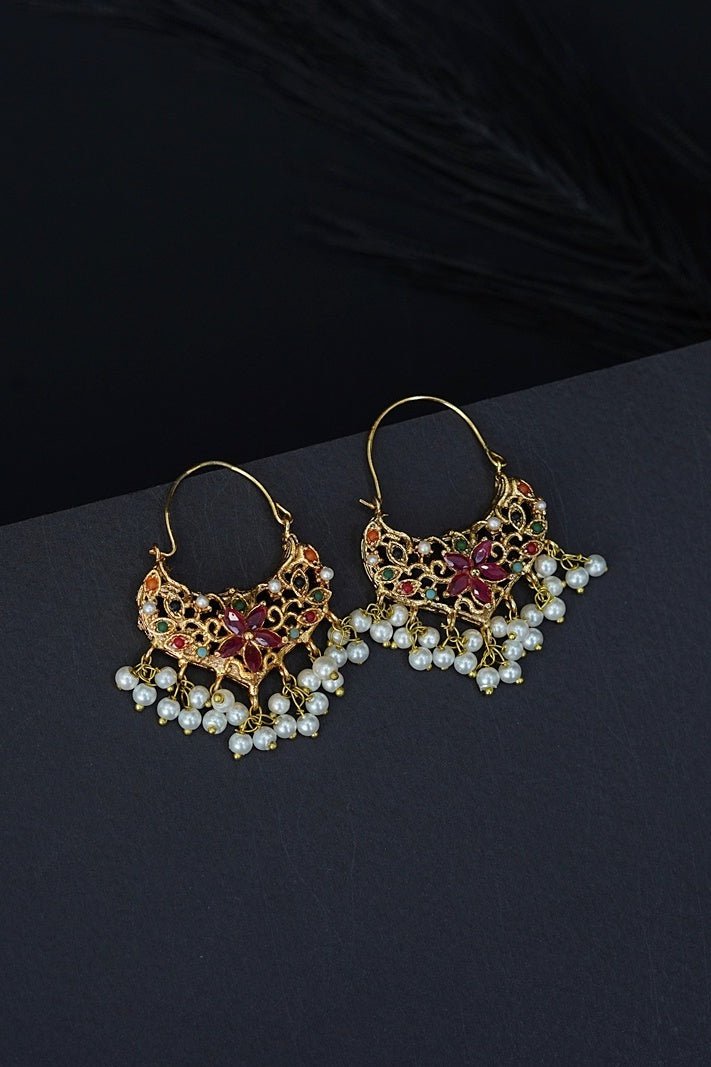 Navratan Beautiful Chand Bali - RS ZEVARS