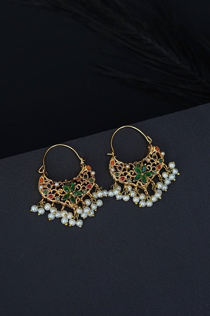 Navratan Beautiful Chand Bali - RS ZEVARS