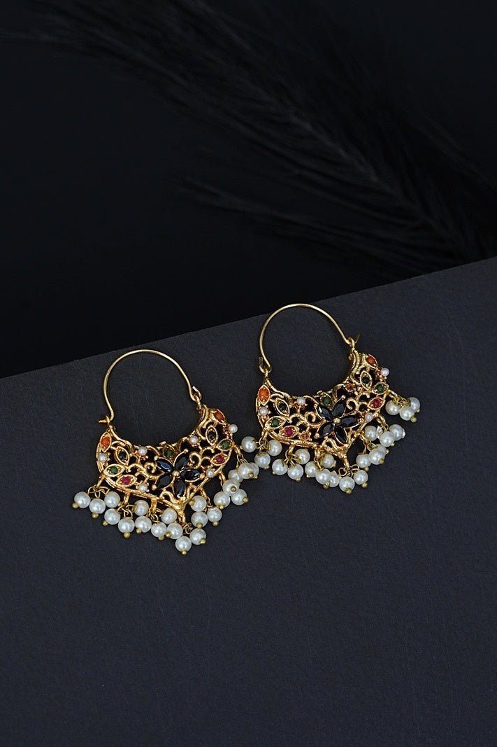 Navratan Beautiful Chand Bali - RS ZEVARS