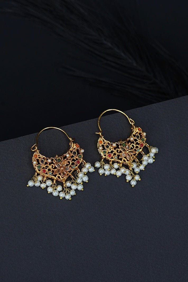 Navratan Beautiful Chand Bali - RS ZEVARS