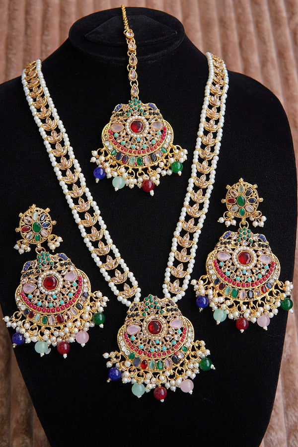 Navratan & Gemstones Pendant Set - RS ZEVARS