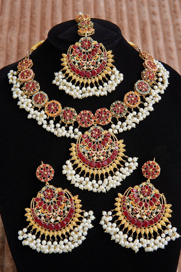 Navratan Long Mala Style Necklace Set - RS ZEVARS