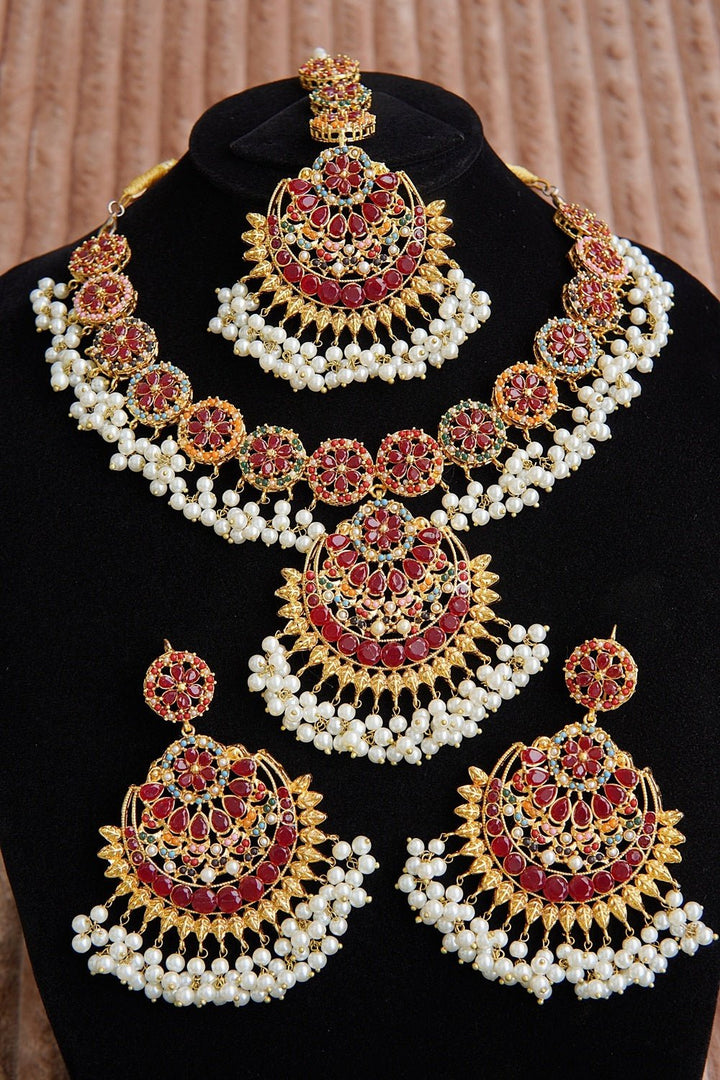 Navratan Long Mala Style Necklace Set - RS ZEVARS