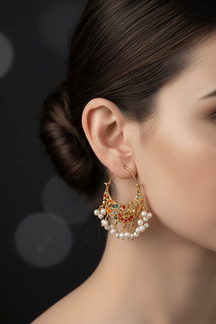 Navratan Manjus Small Chand Bali - RS ZEVARS