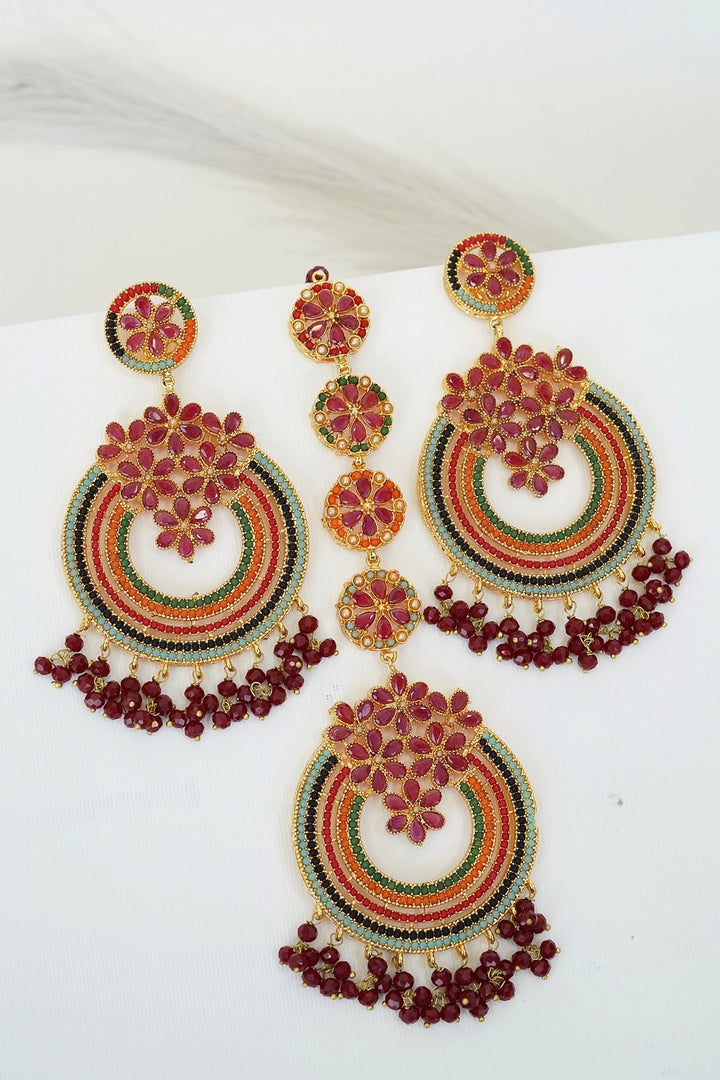 Navratan Micro Work Earring Teeka - RS ZEVARS