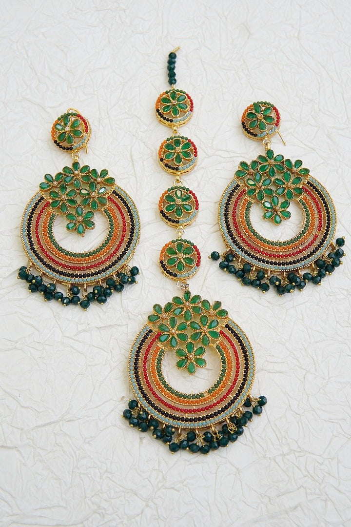 Navratan Micro Work Earring Teeka - RS ZEVARS