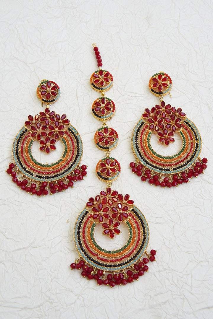 Navratan Micro Work Earring Teeka - RS ZEVARS