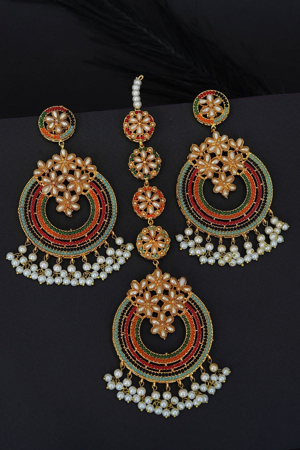 Navratan Micro Work Earring Teeka - RS ZEVARS