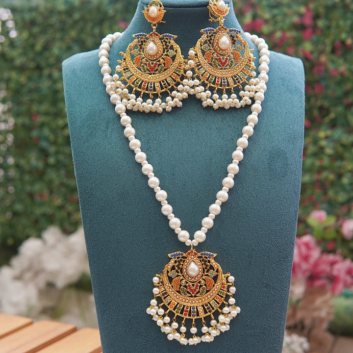 Navratan Pendant Haar Earring Set - RS ZEVARS