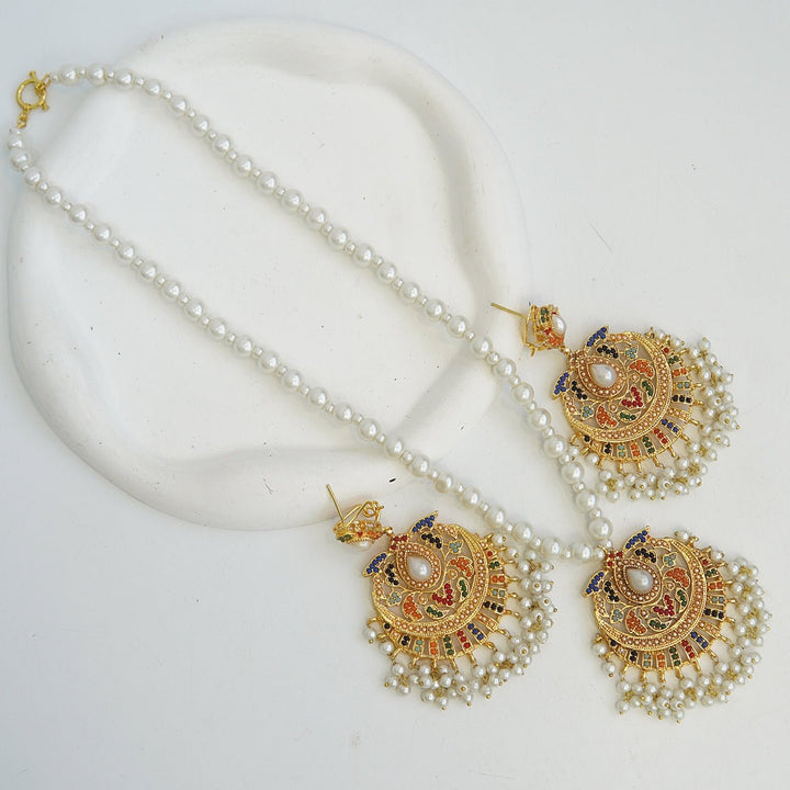 Navratan Pendant Haar Earring Set - RS ZEVARS