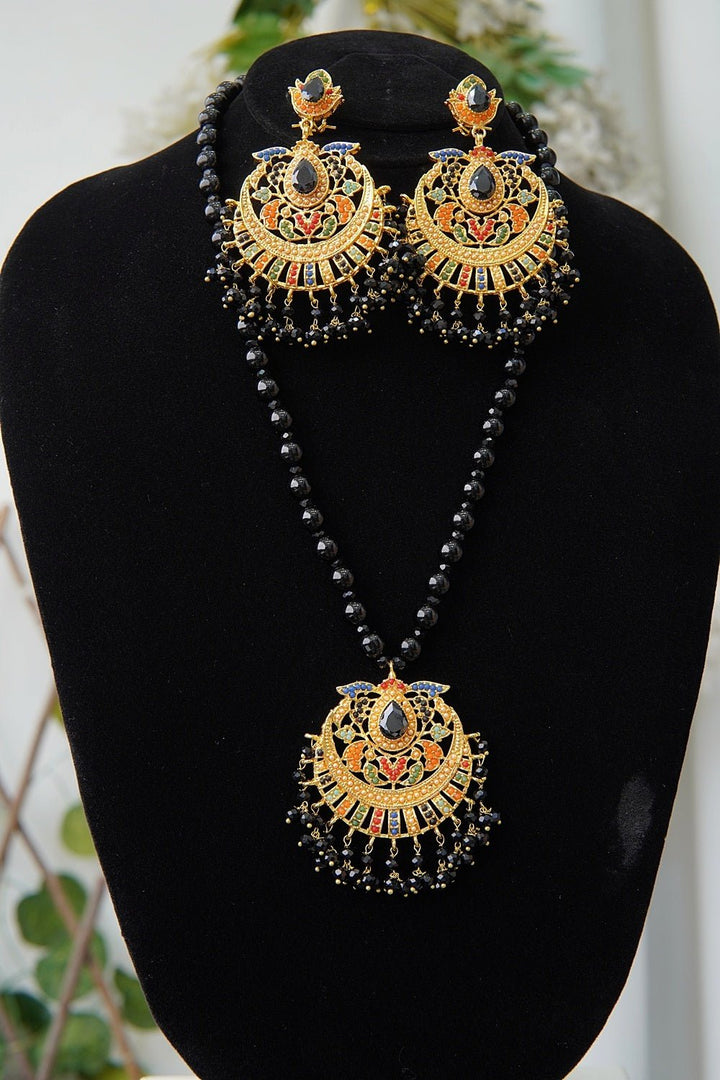 Navratan Pendant Haar Earring Set - RS ZEVARS