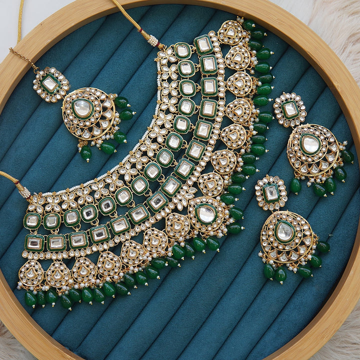 Noor - e - Nazakat Kundan Bridal Necklace Set - RS ZEVARS