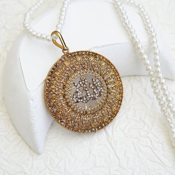 Noorani Zircon Allah Calligraphy Pendant Locket - RS ZEVARS