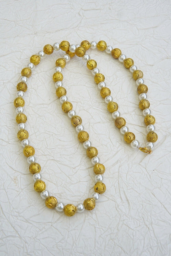 Pearl & Golden Ball Long Mala - RS ZEVARS
