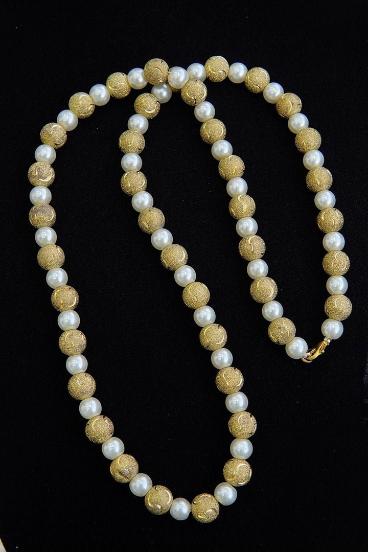 Pearl & Golden Ball Long Mala - RS ZEVARS