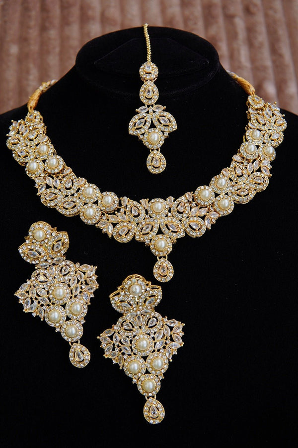 Pearl X Zircons Necklace Set - RS ZEVARS