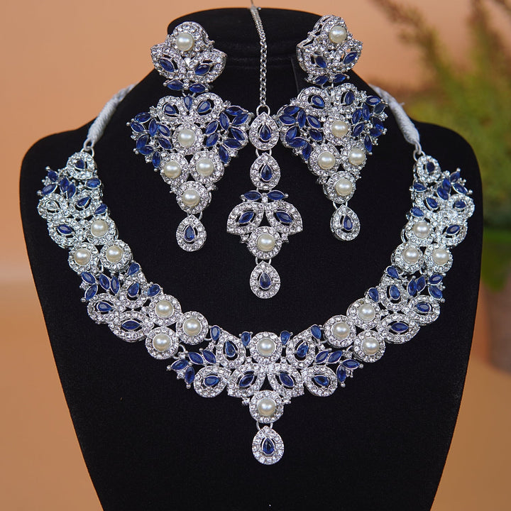 Pearl X Zircons Necklace Set - RS ZEVARS