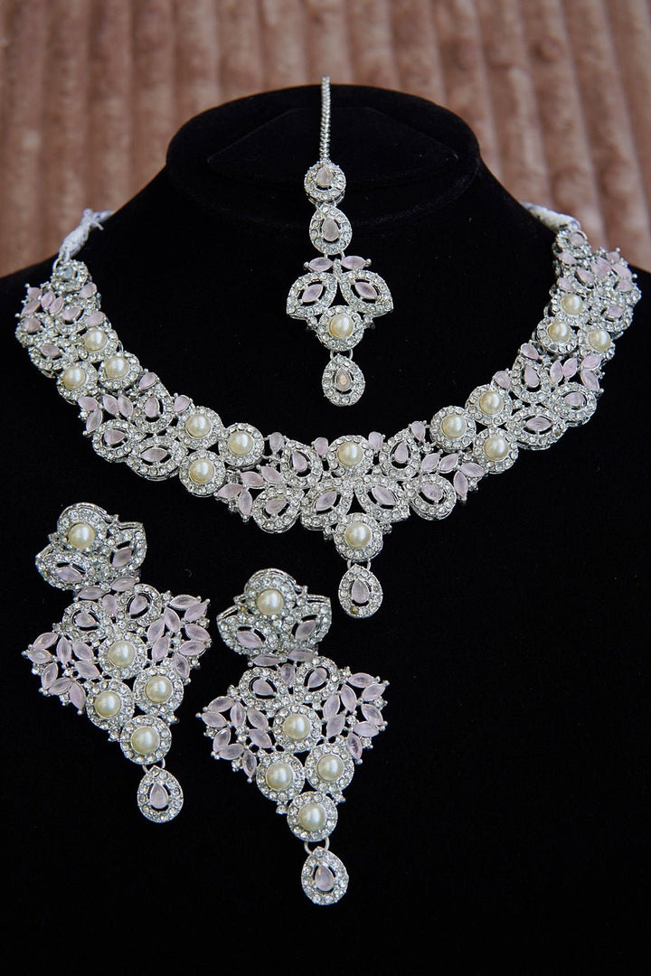 Pearl X Zircons Necklace Set - RS ZEVARS