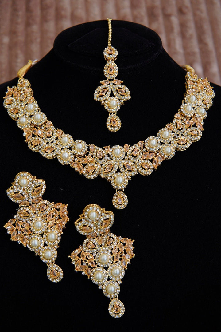 Pearl X Zircons Necklace Set - RS ZEVARS