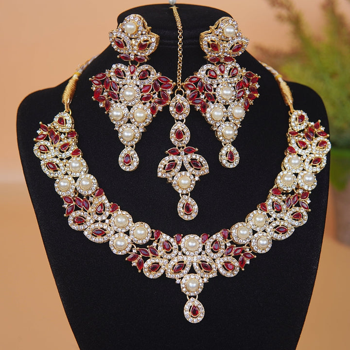 Pearl X Zircons Necklace Set - RS ZEVARS