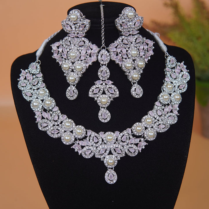 Pearl X Zircons Necklace Set - RS ZEVARS