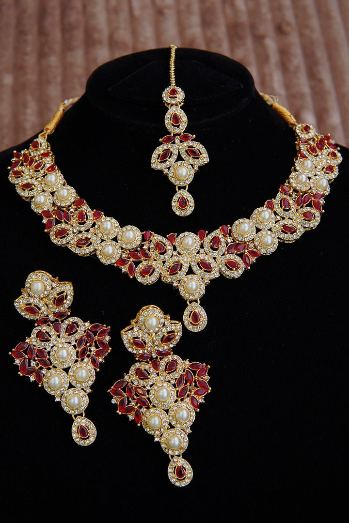 Pearl X Zircons Necklace Set - RS ZEVARS