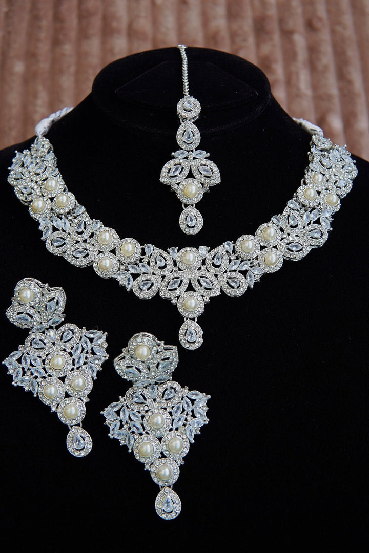 Pearl X Zircons Necklace Set - RS ZEVARS