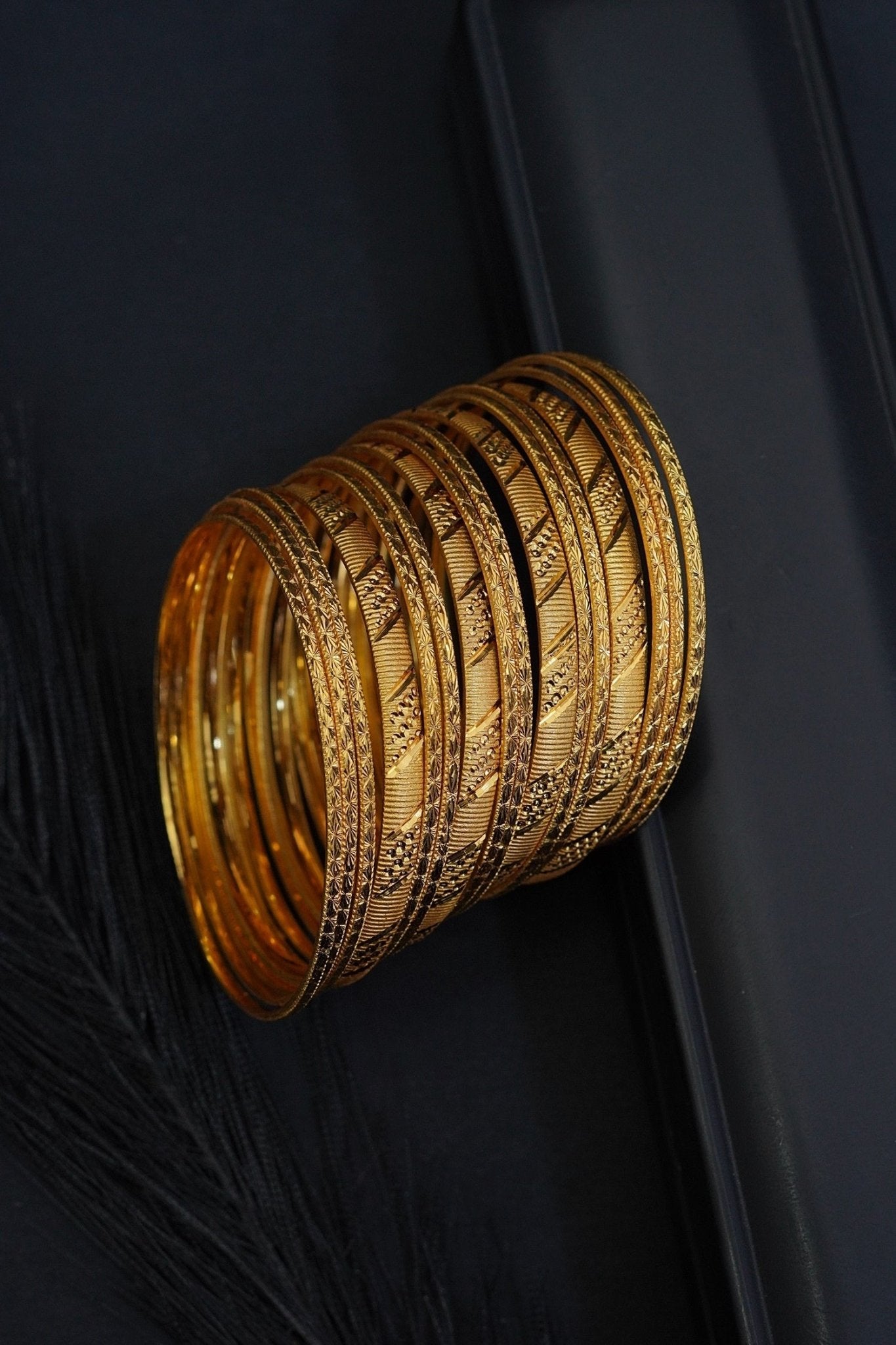 Plain Stylish Gold Plated Churi Set - RS ZEVARS