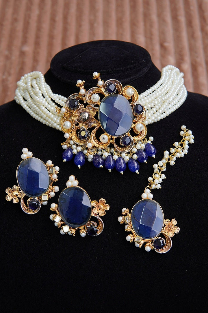 Princess Pearls & Gemstone Choker Set - RS ZEVARS