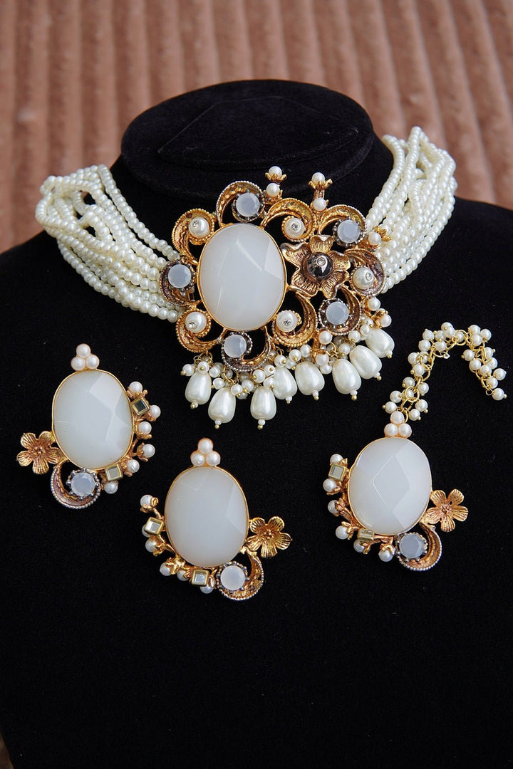 Princess Pearls & Gemstone Choker Set - RS ZEVARS