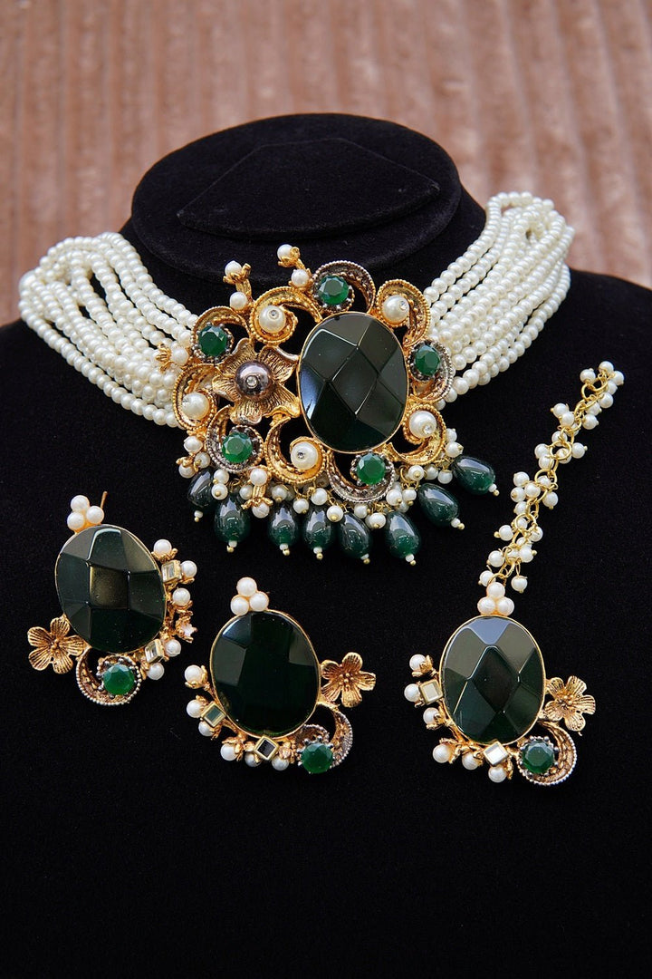 Princess Pearls & Gemstone Choker Set - RS ZEVARS
