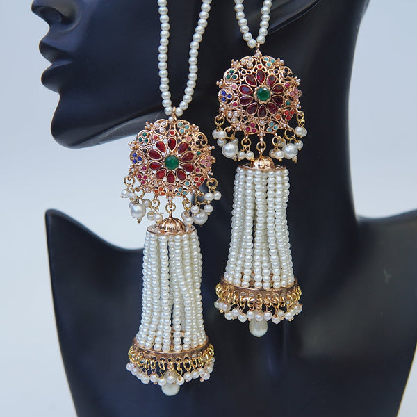Rajasthani Pearls Latkan Long Jhumka - RS ZEVARS
