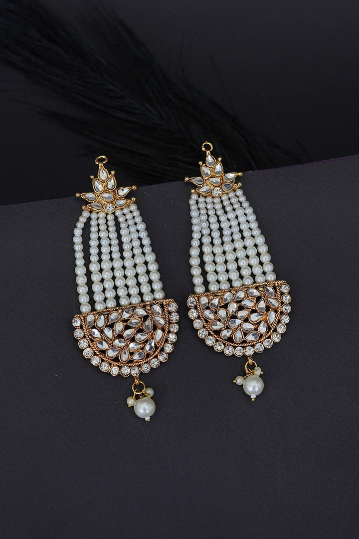 Royal Kundan Pearl Jhumar Earrings - RS ZEVARS