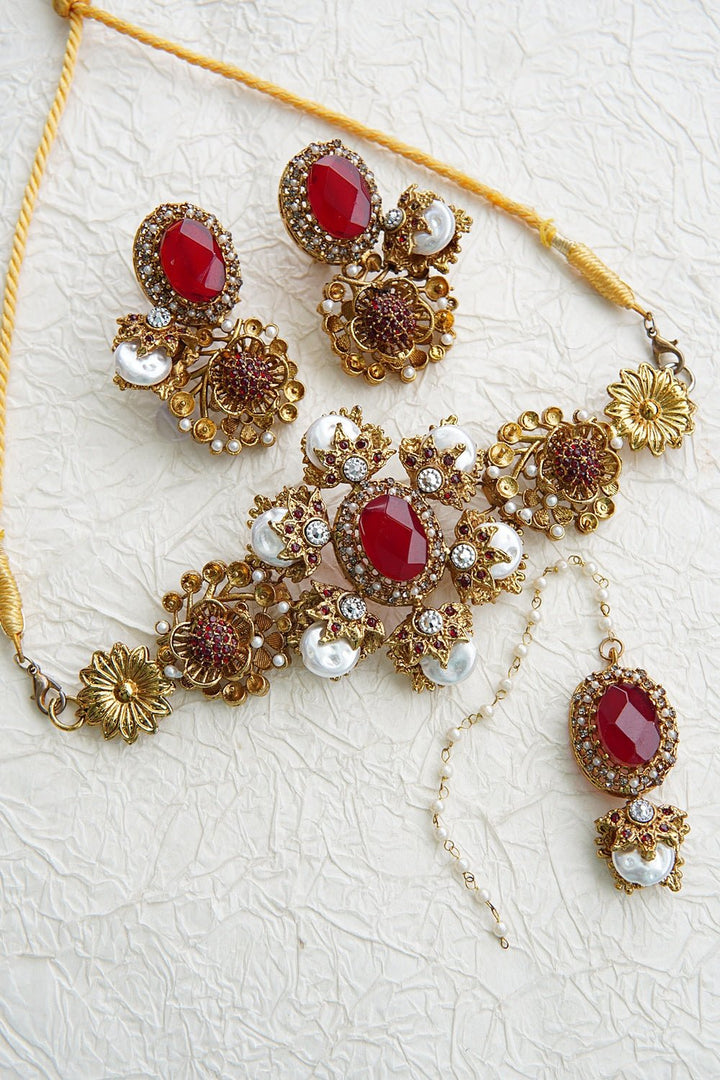 Royal Mother Pearl Choker Set - RS ZEVARS