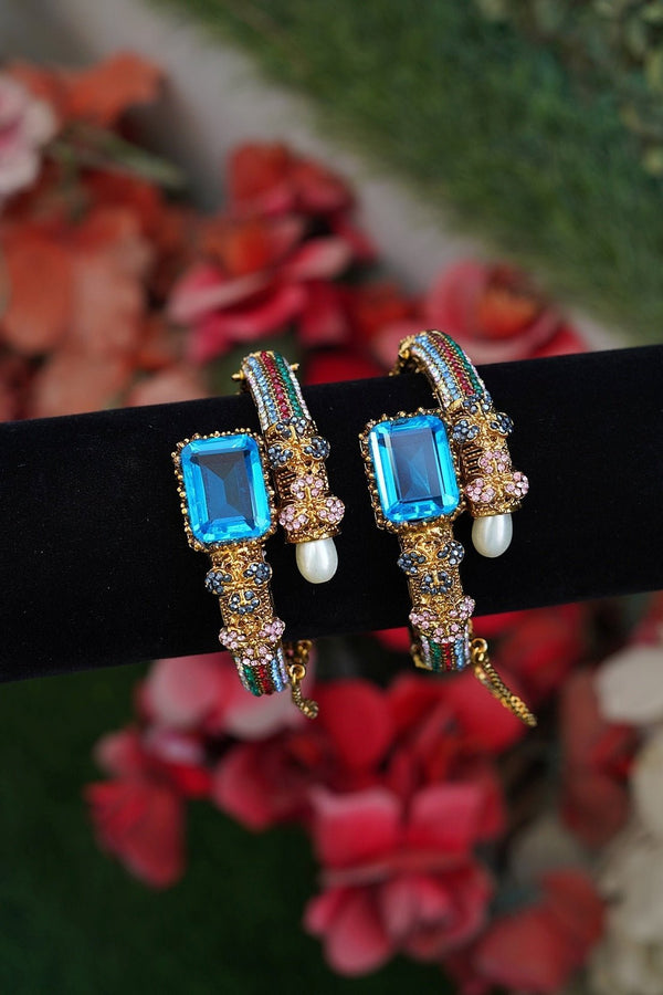 Royal Turkish Copper & Gem Kangan Bangles Pair - RS ZEVARS