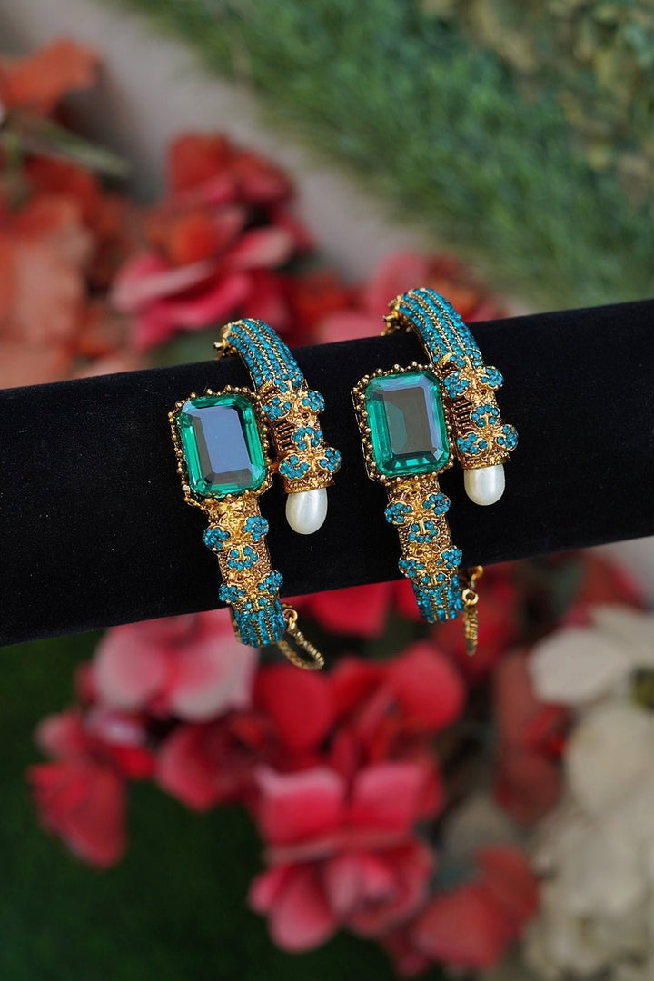 Royal Turkish Copper & Gem Kangan Bangles Pair - RS ZEVARS