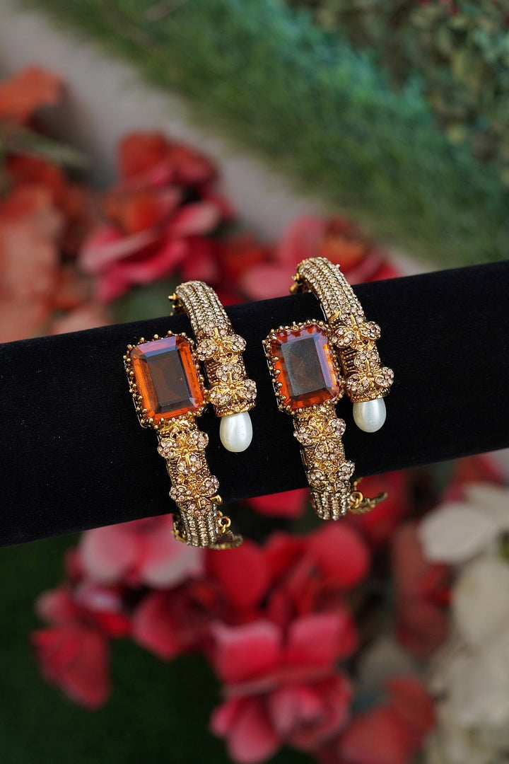 Royal Turkish Copper & Gem Kangan Bangles Pair - RS ZEVARS