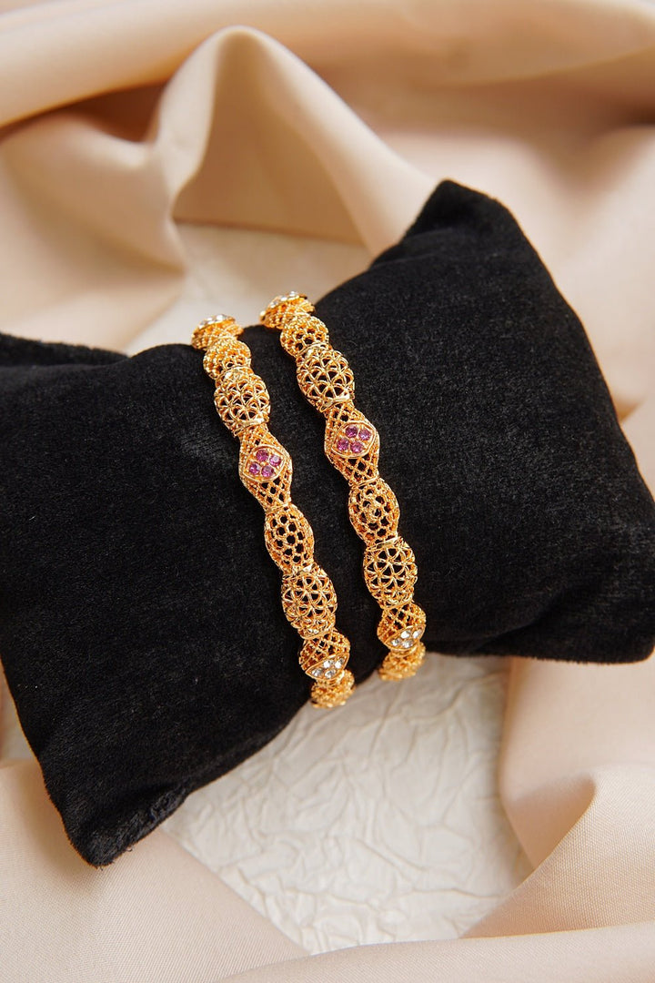 Ruby 2 Pieces Gold Plated Bangles - RS ZEVARS