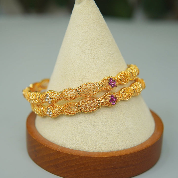 Ruby 2 Pieces Gold Plated Bangles - RS ZEVARS