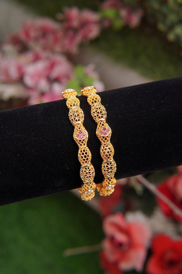 Ruby 2 Pieces Gold Plated Bangles - RS ZEVARS