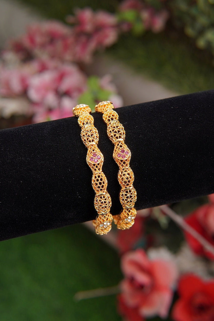 Ruby 2 Pieces Gold Plated Bangles - RS ZEVARS