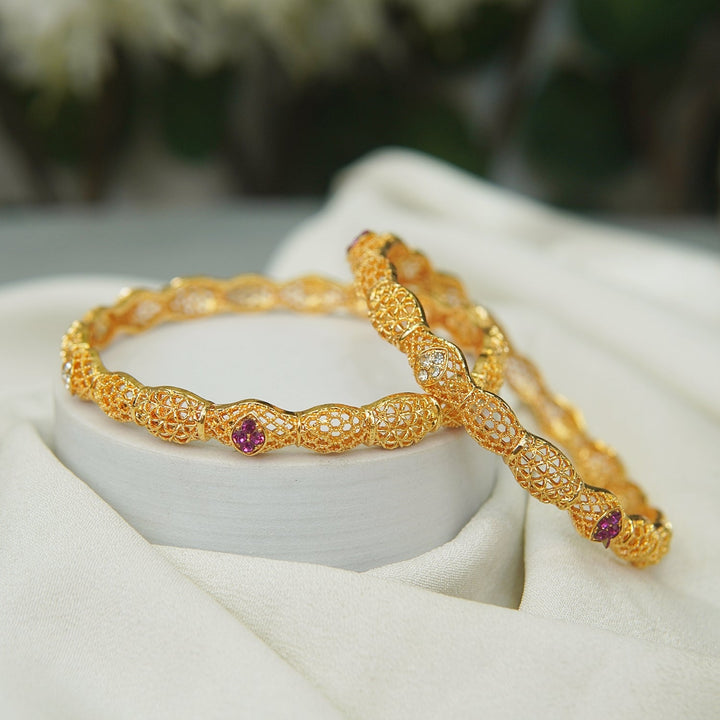 Ruby 2 Pieces Gold Plated Bangles - RS ZEVARS