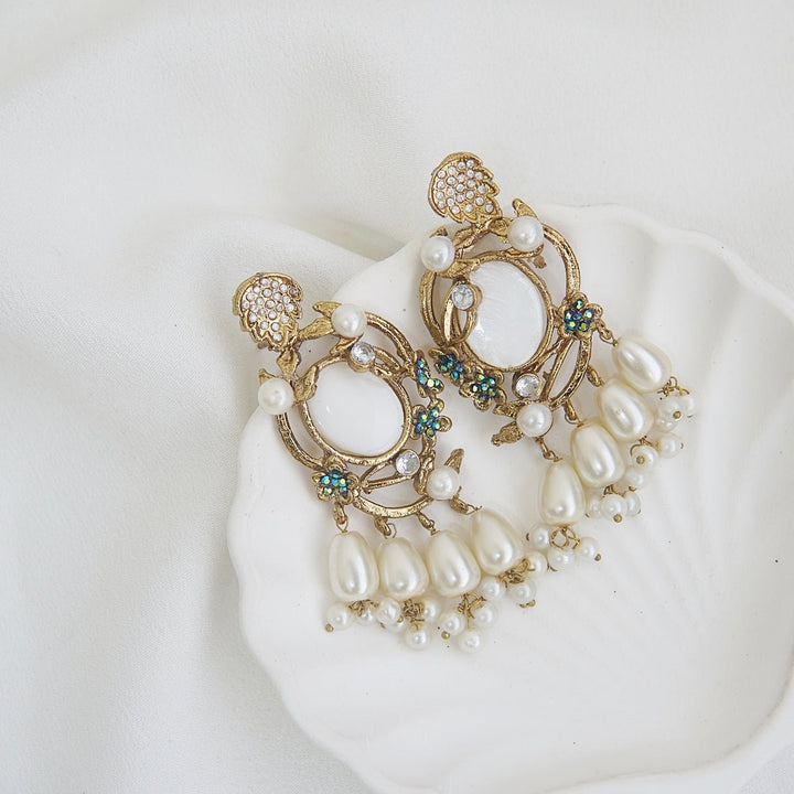 Semi - Gem Pearls Drop Latkan Earrings - RS ZEVARS