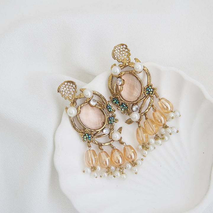 Semi - Gem Pearls Drop Latkan Earrings - RS ZEVARS