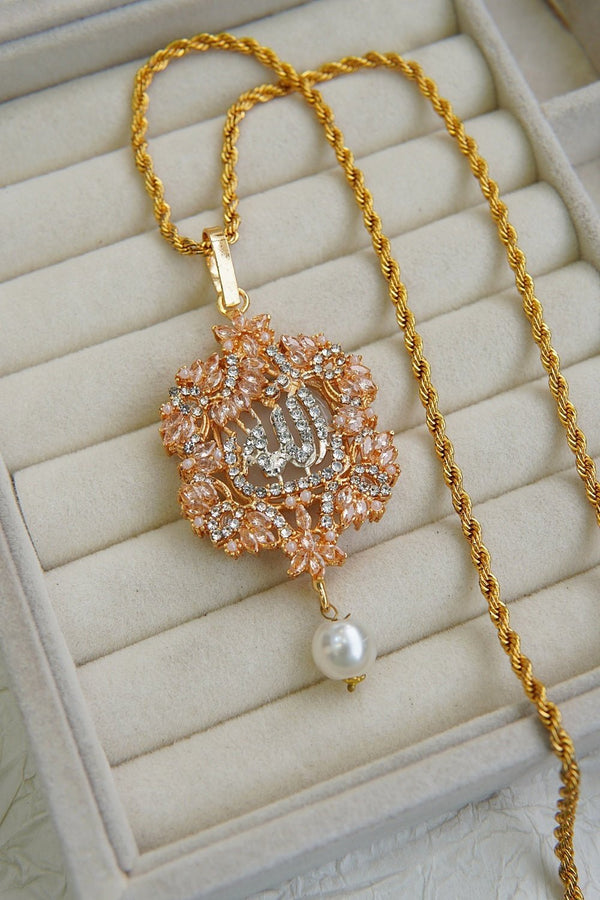 Semi Gemstone Calligraphy Pendant - RS ZEVARS