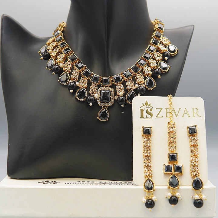 Semi - Gemstones Latkans Necklace Set - RS ZEVARS