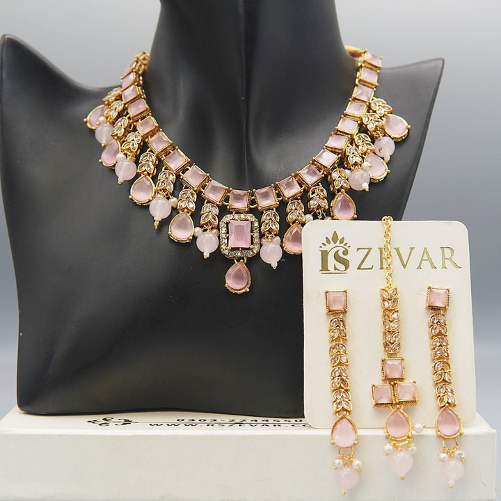 Semi - Gemstones Latkans Necklace Set - RS ZEVARS