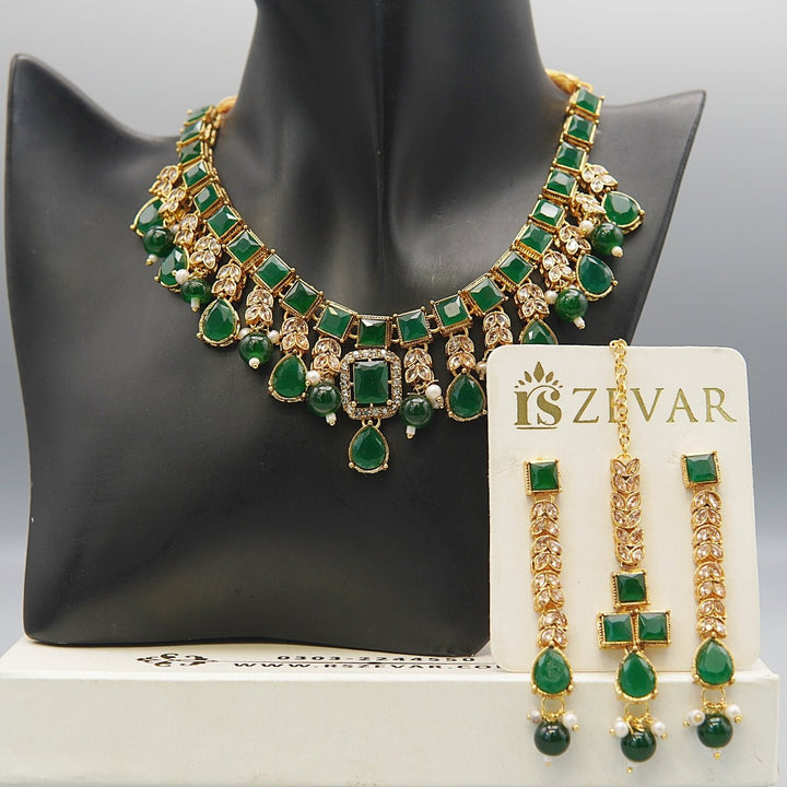 Semi - Gemstones Latkans Necklace Set - RS ZEVARS